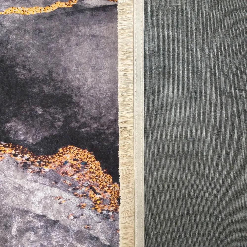 Тъмносив противоплъзгащ килим с шарка Ширина: 60 ​​см | Дължина: 100 см