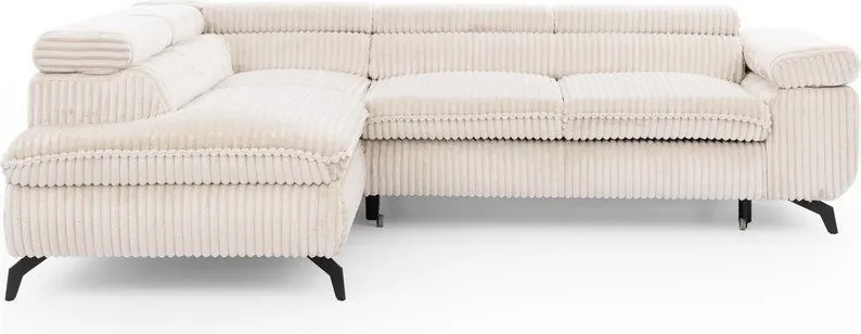 Кремав ъглов диван от рипсено кадифе (ляв ъгъл L форма) Marbeya – Ropez