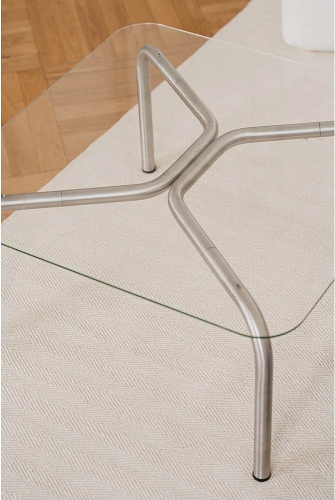 Масичка за кафе със стъклен плот в сребрист цвят 60x80 cm Uku – noo.ma