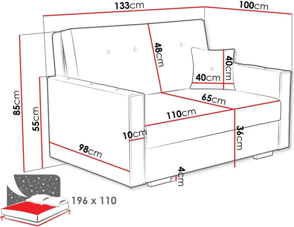 Диван Viva Sonic II двуместен-Антрацит