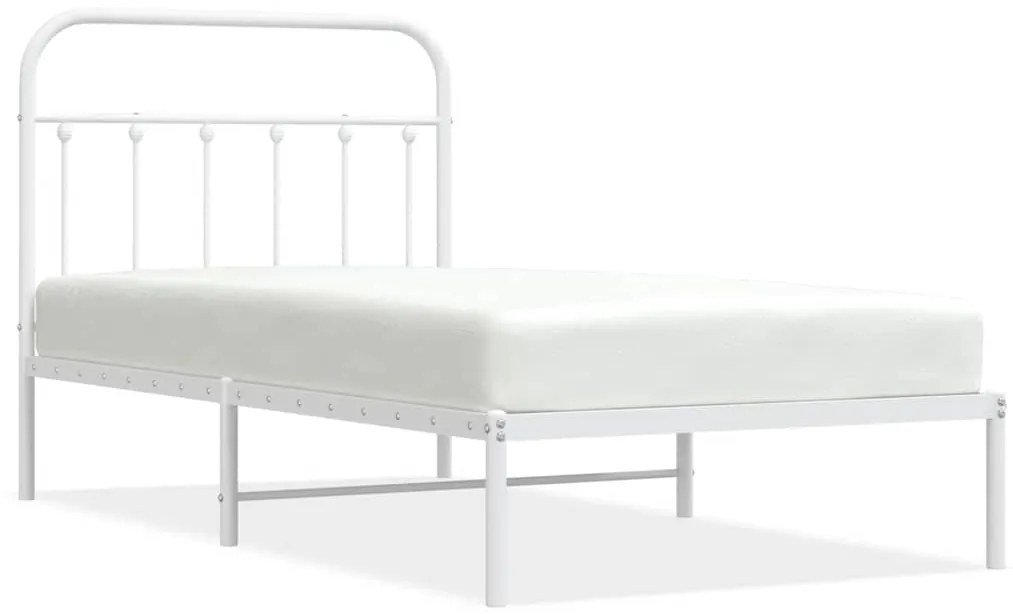 352621 vidaXL Метална рамка за легло с горна табла, бяла, 100x190 см