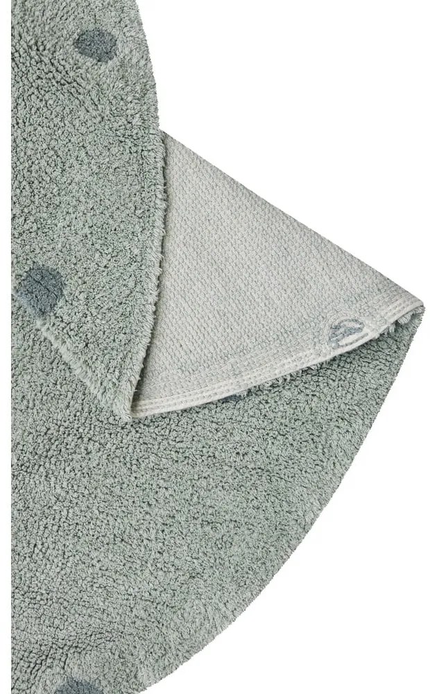 Светлозелен ръчно изработен памучен детски килим подходящ за пране ø140 cm Round Dot Blue Sage – Lorena Canals