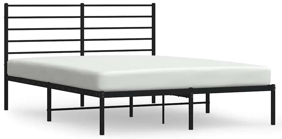 352321 vidaXL Метална рамка за легло с горна табла, черна, 150x200 см