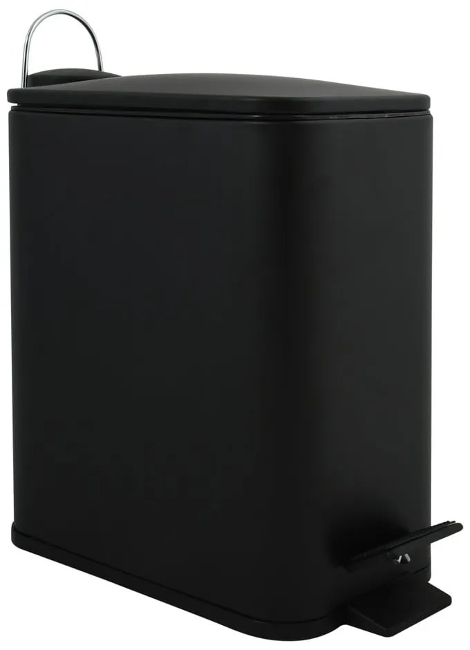 Матово черно стоманено кошче за боклук с педал 5 l Erik – Spirella