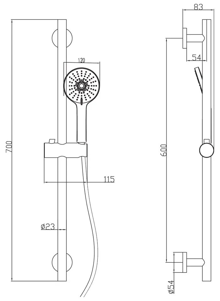 Матово-черен месингов душ комплект с ръчен душ и подвижен държач 70 cm – Sapho