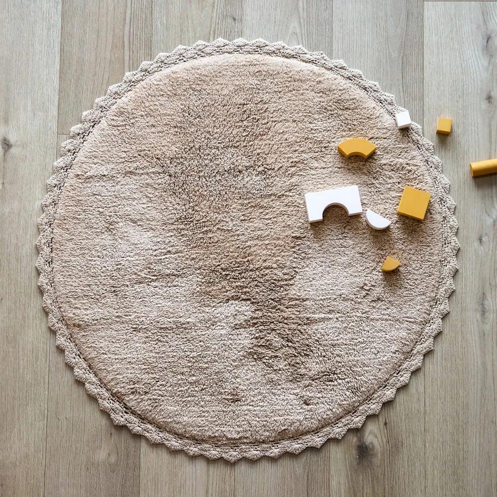 Бежов ръчно изработен памучен килим , ø 110 cm Perla - Nattiot