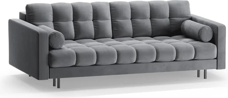 Светлосив кадифен разтегателен диван с място за съхранение 222 cm Bali – Cosmopolitan Design