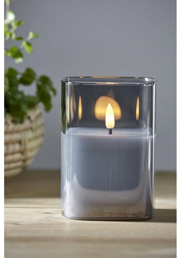 Сива LED восъчна свещ в стъкло, височина 12,5 см Flamme - Star Trading