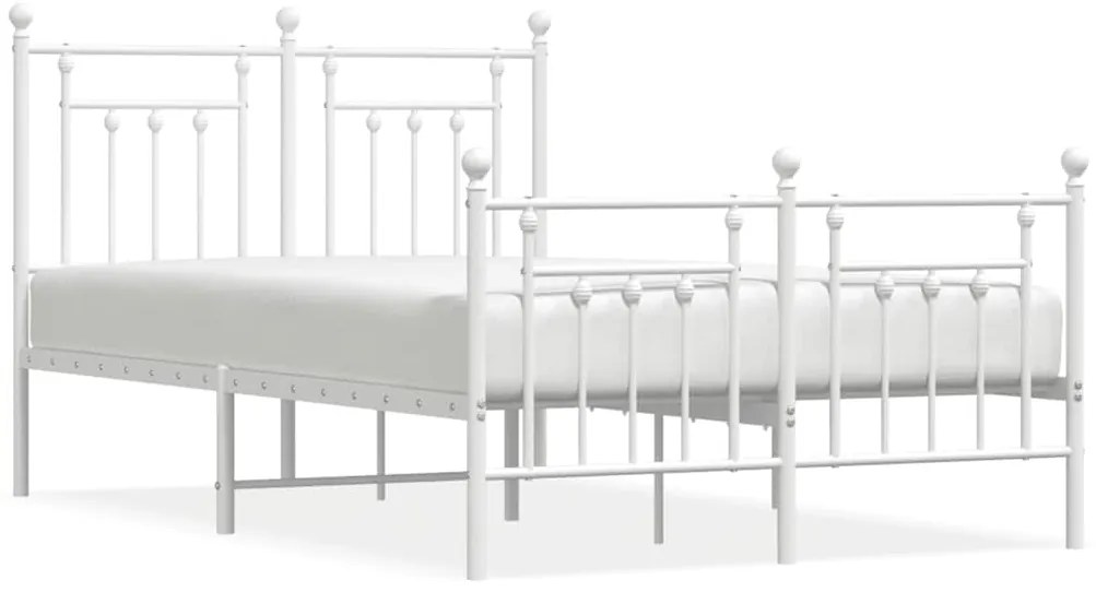 353601 vidaXL Метална рамка за легло с горна и долна табла, бяла, 120x190 см