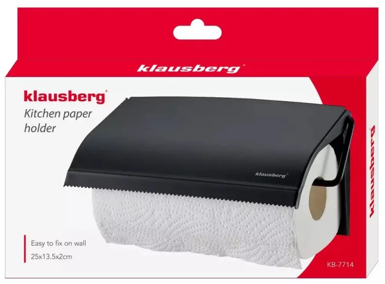 Поставка за кухненска хартия Klausberg KB 7714, 13.5x25 см, Неръждаема стомана, Черен