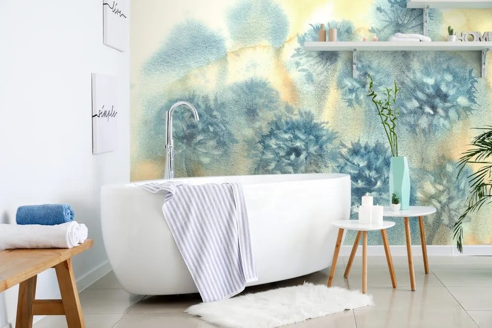 Самозалепващ тапет – Синьо глухарче в акварел