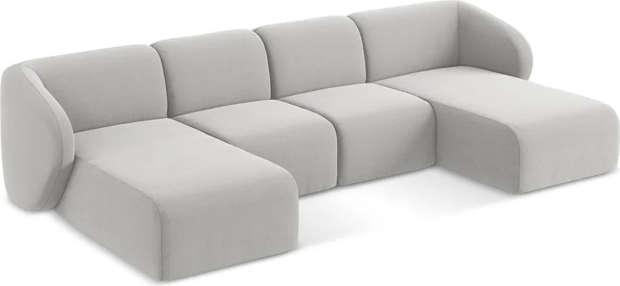 Светлосив кадифен ъглов диван (U форма) Lani – Makamii
