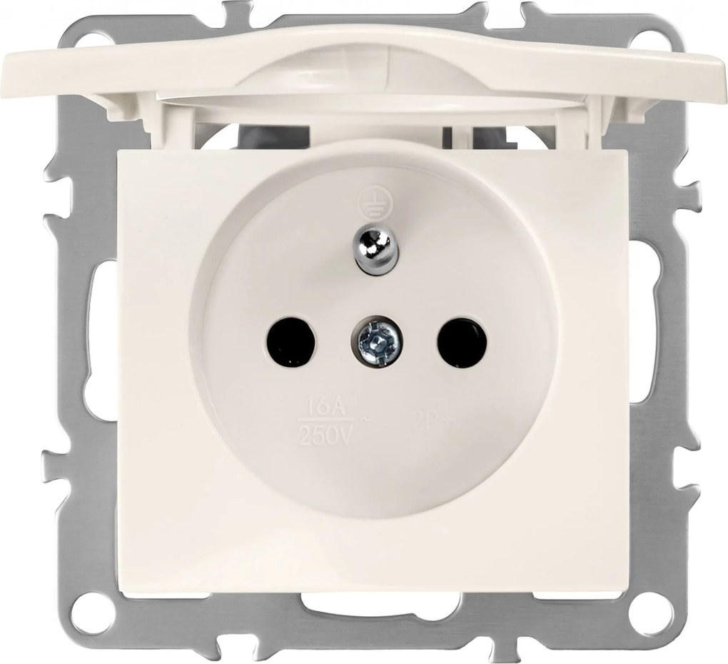 Единичен контакт със заземяване и капаче OSTE JNH005-G Beige
