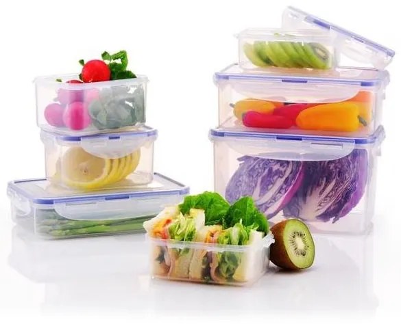 КОМПЛЕКТ 7x Кутия за храна LOCK синьо/прозрачно