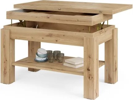 БРАВО Дъб Артисан - РАЗТЕГАТЕЛНА ХОЛНА МАСА С ПОВДИГАЩ МЕХАНИЗЪМ И С РАФТ