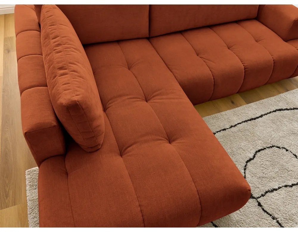 Сгъваем/с място за съхранение ъглов диван в тухлен цвят (ляв ъгъл/L форма) Fuji – Bobochic Paris