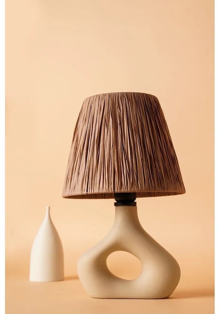 Бежова настолна лампа с абажур от хартиен шнур (височина 40 cm) Serin – Opviq lights