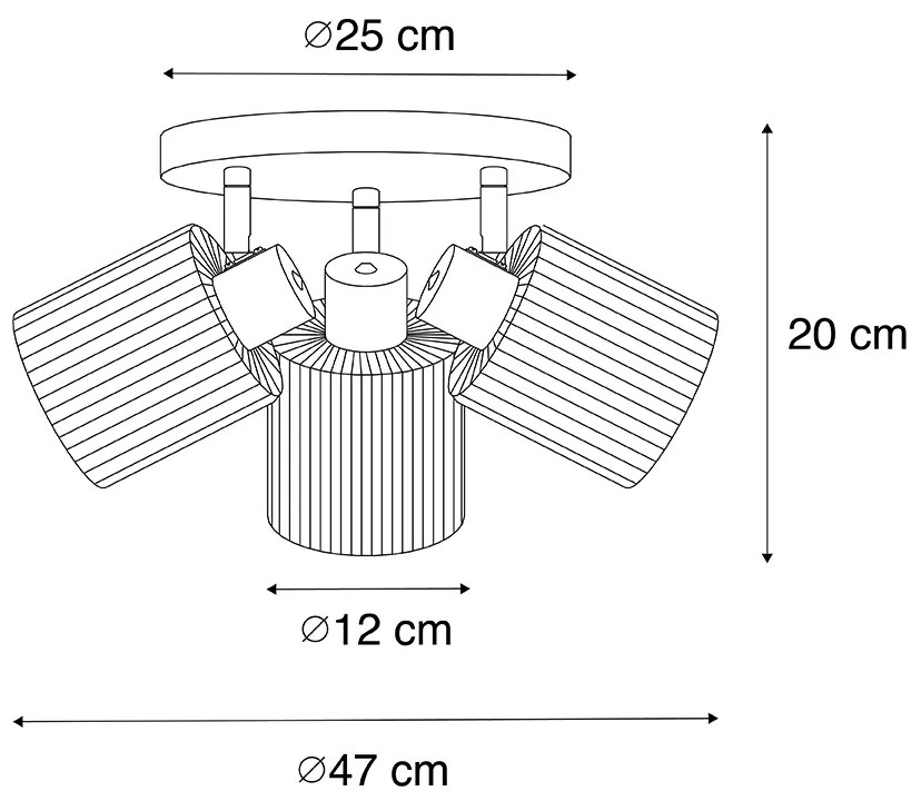Таванен прожектор златен със стъкло 3-светлина регулируем кръгъл - Laura