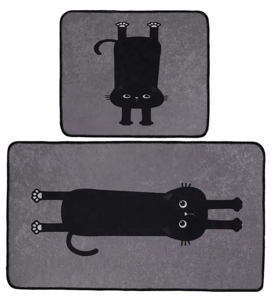 Черни-сиви килими за баня в комплект от 2 бр. 60x100 cm Comfort – Foutastic