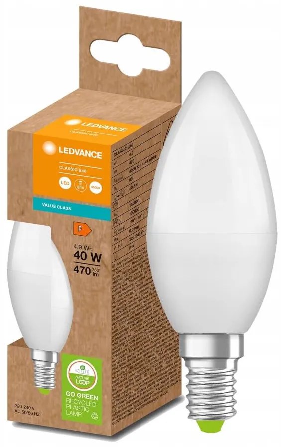 LED крушка B40 E14/4,9W/230V 4000K от рециклиран пласт - Ledvance
