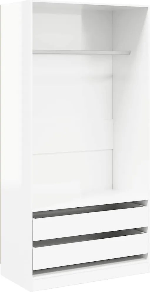 800609 vidaXL Гардероб, бяло със силен гланц, 100x50x200 см, ПДЧ