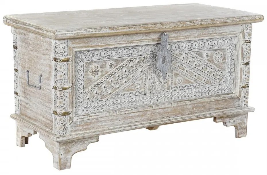 Ракла DKD Home Decor Бял Месинг Дърво манго (88 x 40 x 45 cm)