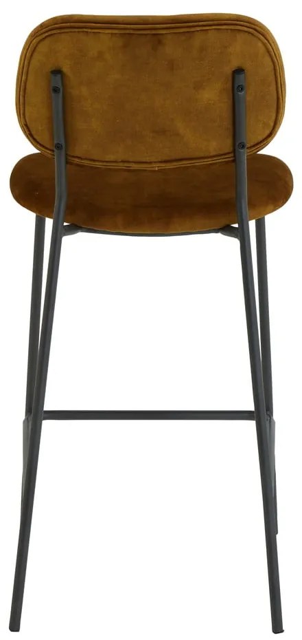 Бар стол от кадифе в цвят горчица 92 cm Emma - Light &amp; Living