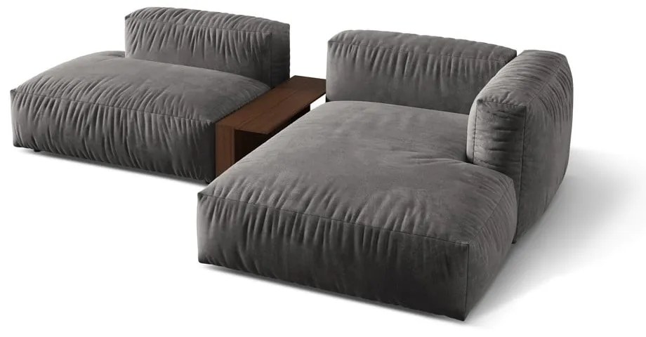 Сив кадифен модулен ъглов диван (десен ъгъл) Martina – Micadoni