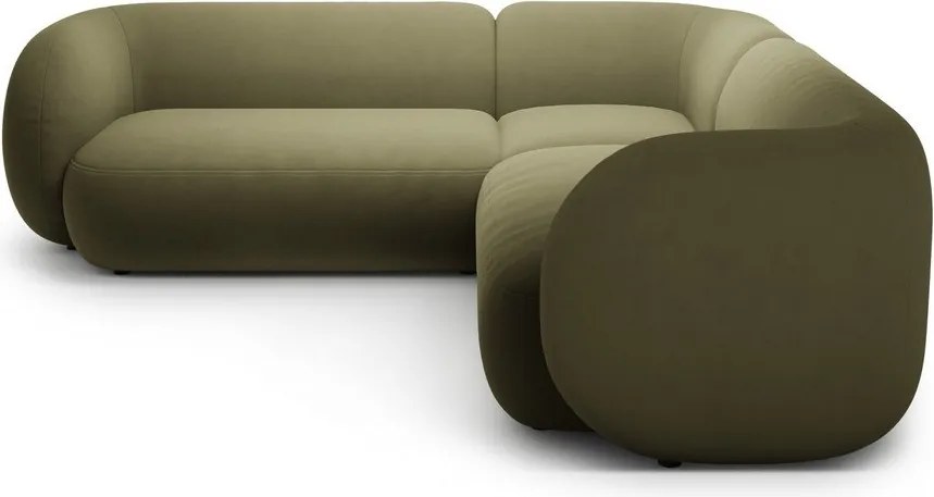 Зелен кадифен ъглов диван Kate – Micadoni