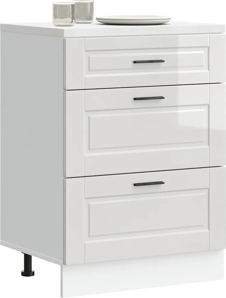 854261 vidaXL Кухненски шкаф "Porto" с висок гланц, бяло, инженерно дърво