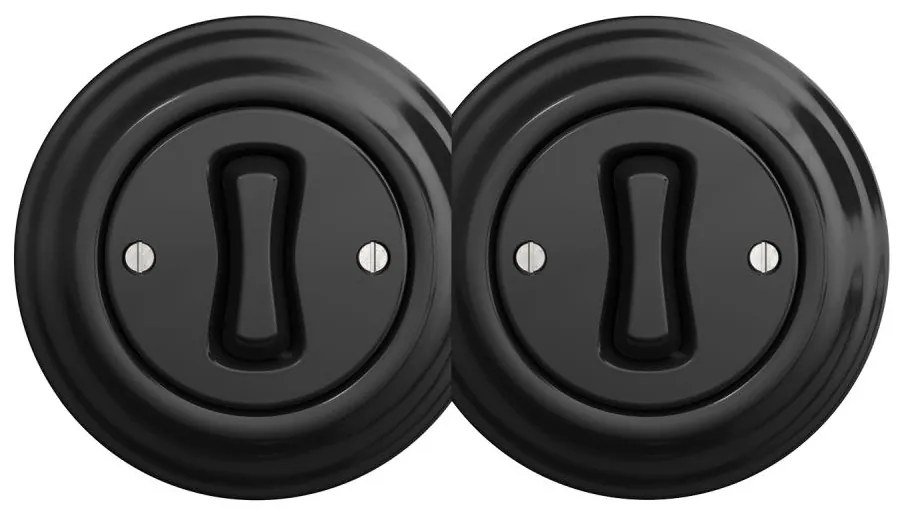 Kliklap - Двоен ретро еднополюсен ключ с рамка № 1, черен