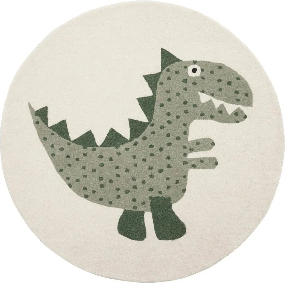 Зелен ръчно изработен детски килим със смес от вълна ø120 cm Theo DIno – OYOY Mini