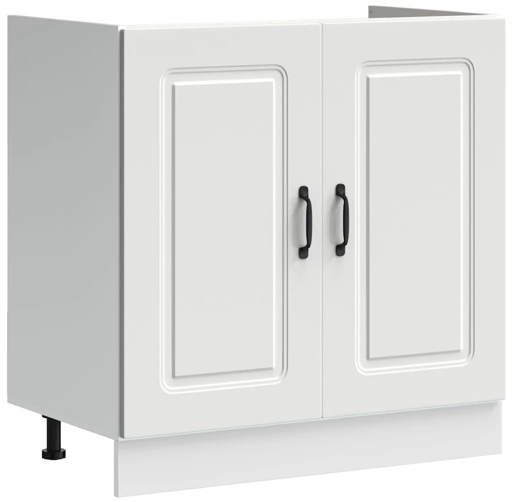 853447 vidaXL Шкаф за мивка, Kalmar, бял, 80x46x81,5 см, инженерно дърво