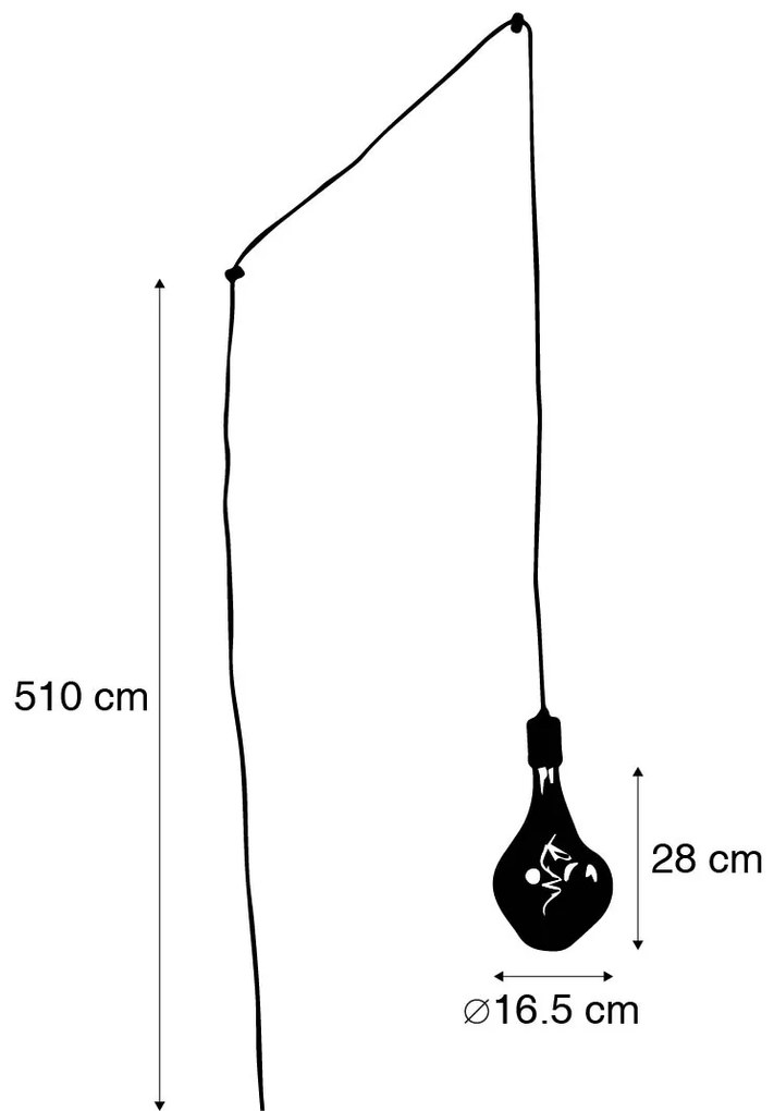 Модерна висяща лампа златиста с щепсел, включително димируема LED крушка - Cavalux