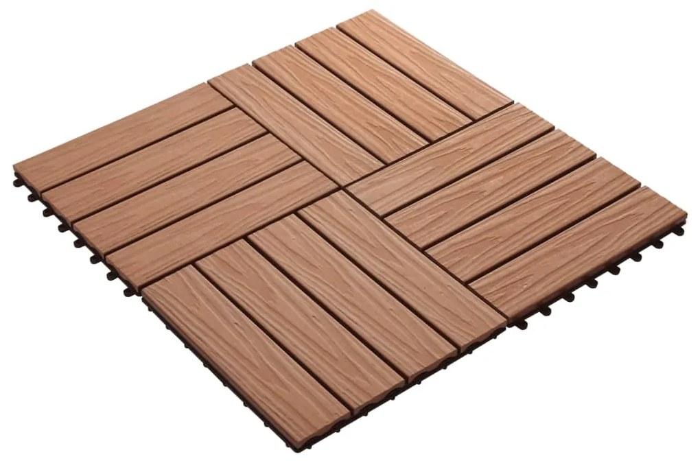 45034 vidaXL WPC декинг плочки релефни 11 бр 30x30 см 1 кв.м. светлокафяви