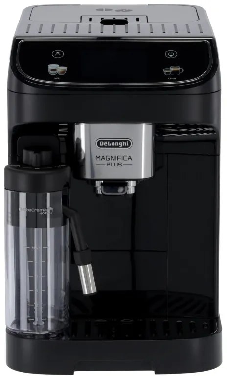 Кафеавтомат DeLonghi Magnifica PLUS ECAM 320.60.B, 1450W, 15 bar, 1.8l, 15 програми, 13 нива на смилане, TFT тъчскрийн, LatteCrema Hot, Опция за кафе на зърна, Черен