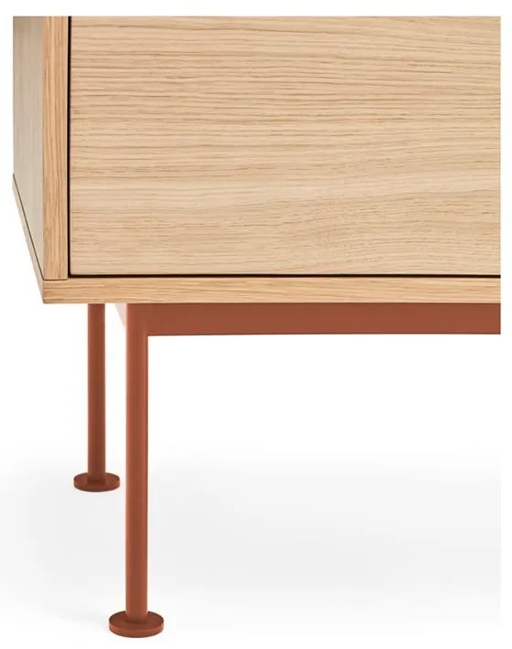 Телевизионен скрин в тухленочервено с дъбов фурнир Yoko - Teulat