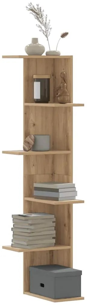 852635 vidaXL Стенен ъглов рафт дъб артизан 36,5x36,5x140 см инженерно дърво
