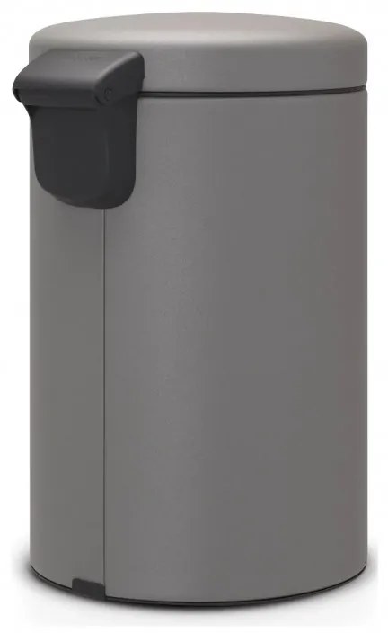 Кош за боклук с педал Brabantia NewIcon 1001090, 12 л, Плавно затваряне, Противоплъзгаща основа, Минерално покритие, Сив