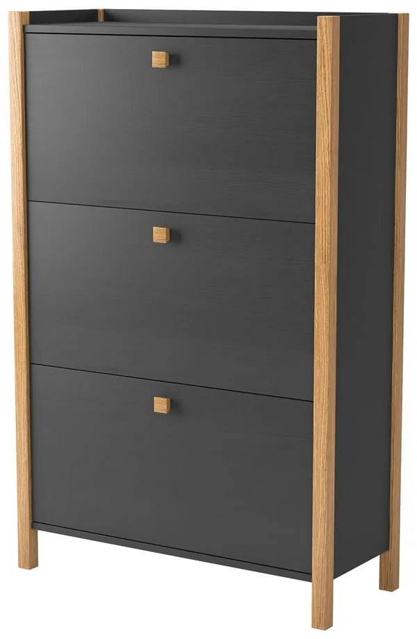 Тъмносив шкаф за обувки с три чекмеджета Bode - Woodman