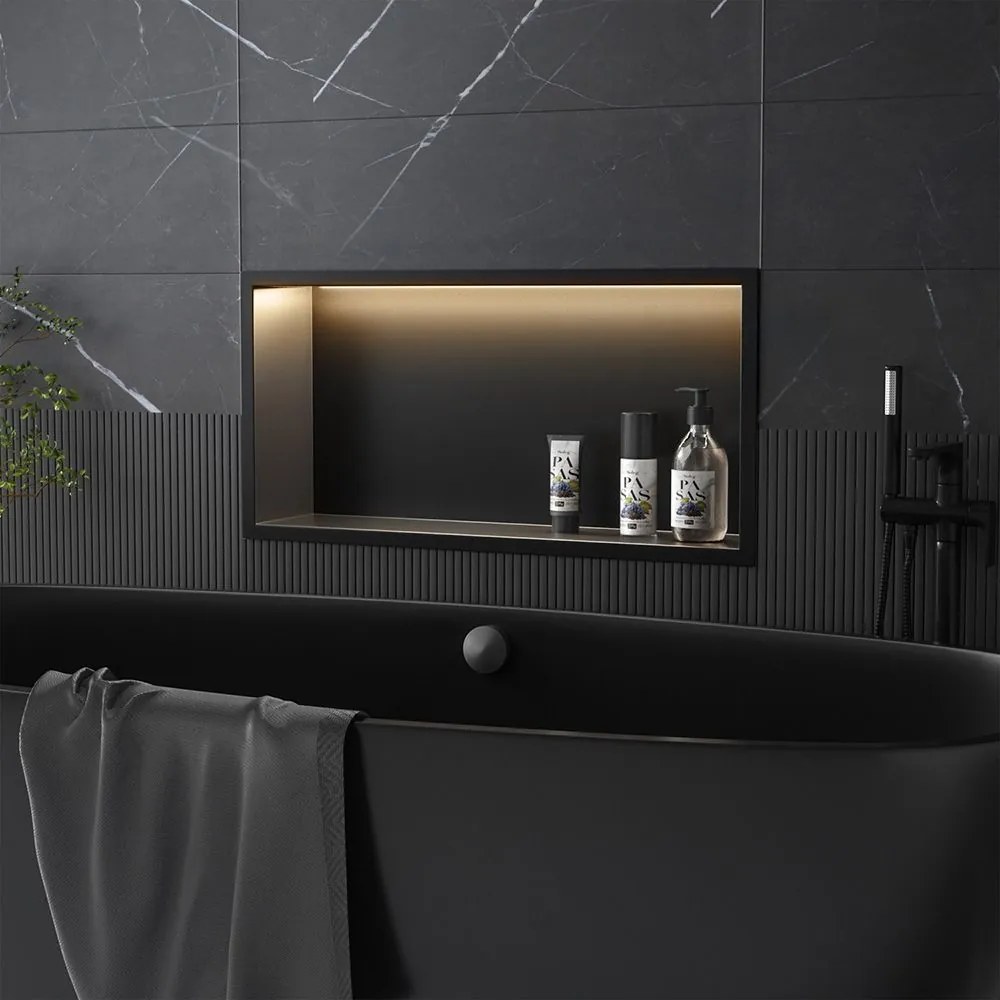 Вграден рафт за баня  LED 30x60 black