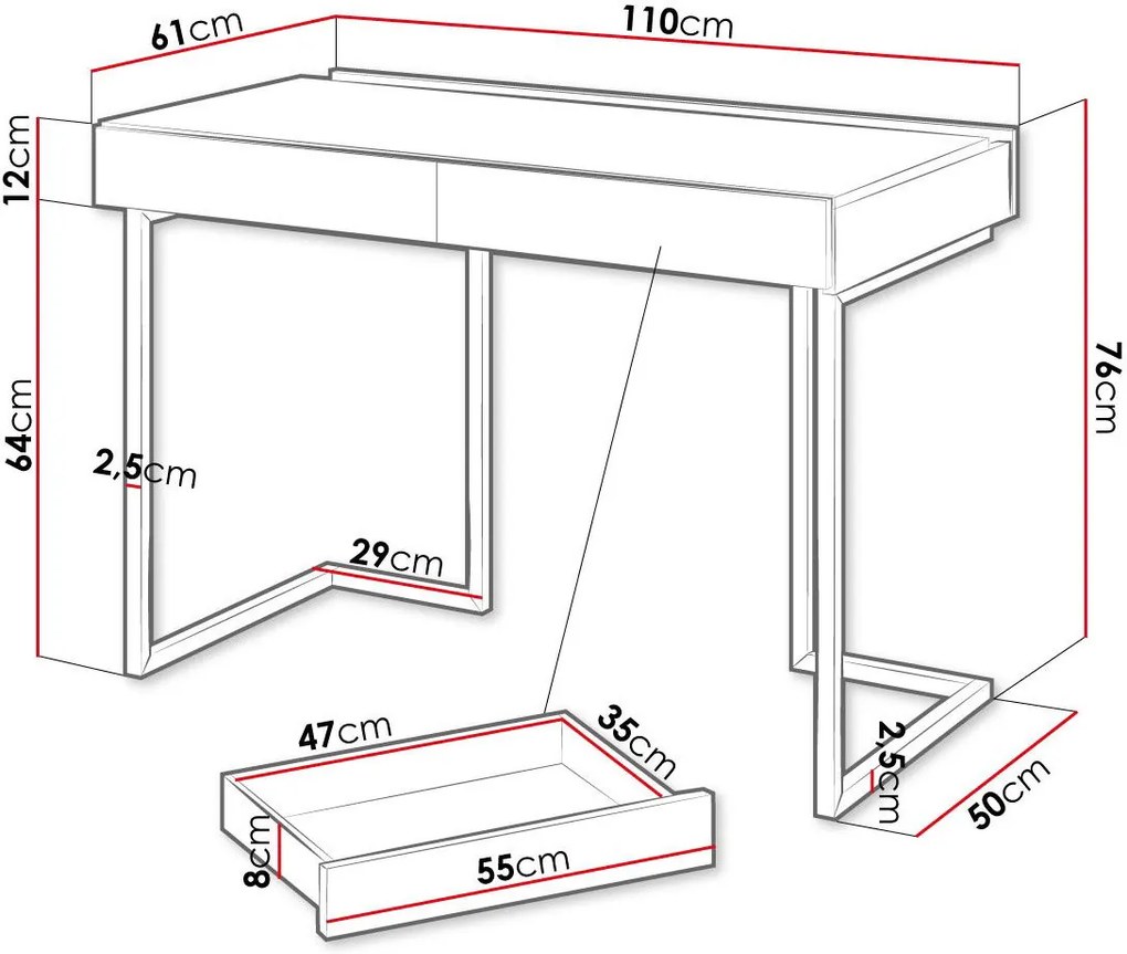 Бюро Teen Flex II-Дължина: 110 cm