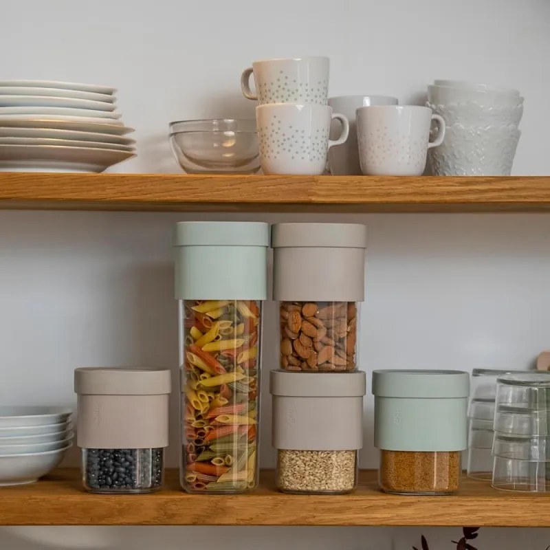 Буркан за съхранение с допълнителна приставка Lekue Green 1010219, 1.35-1.6 л, Полипропилен, -15/+80°C, Зелен