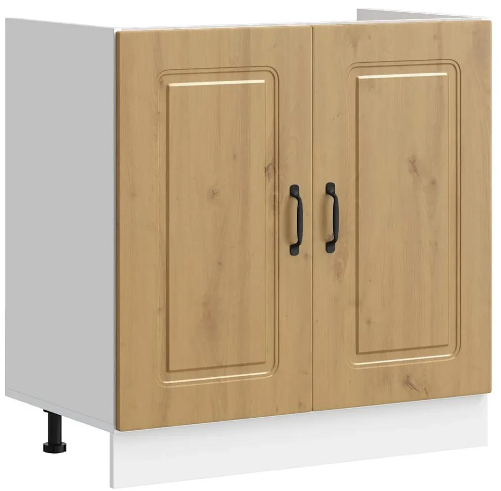 853456 vidaXL Шкаф за мивка, Kalmar, дъб артизан 80x46x81,5см инженерно дърво