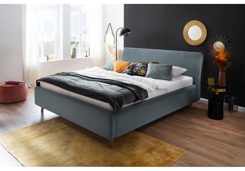Синьо-зелено тапицирано двойно легло , 160 x 200 cm Mila - Meise Möbel