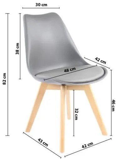 Трапезни столове 4бр. сиви скандинавски стил Basic