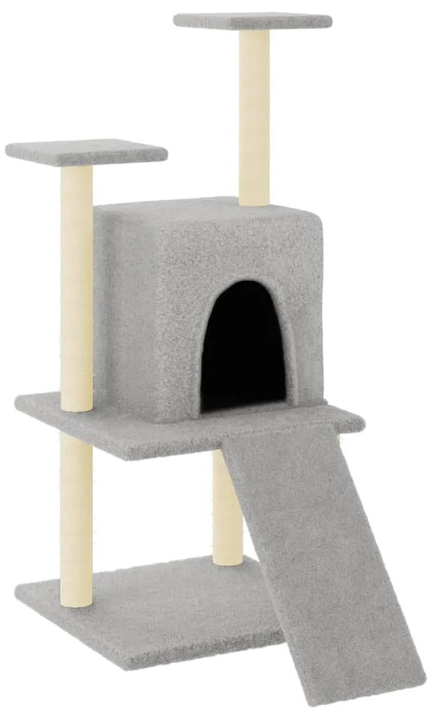 172038 vidaXL Котешко дърво със сизалени стълбове, светлосиво, 110 см
