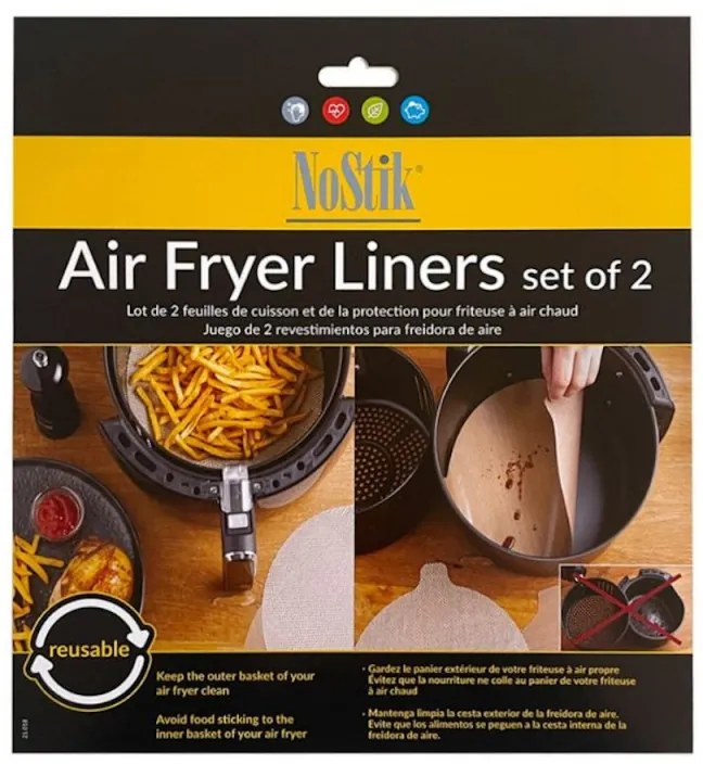 Комплект подложки за Air Fryer NoStik 1EEE774, 2 бр, 23.5/25.5 см, За многократна употреба, Бежов