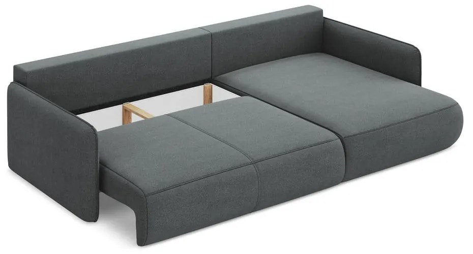 Сив разтегателен ъглов диван с място за съхранение (десен ъгъл) Nanea – Makamii