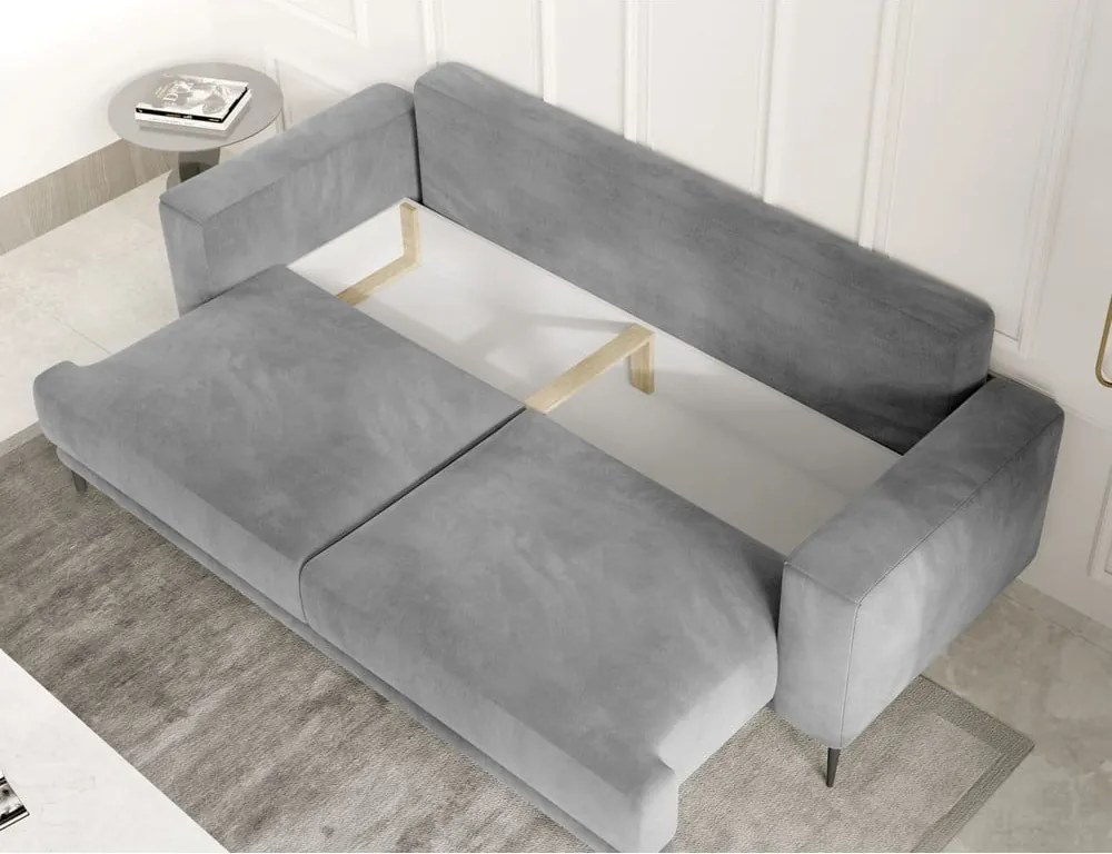 Сив кадифен разтегателен диван с място за съхранение 260 cm Dalia – ELTAP